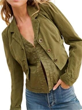 Free People Olive Green Twofer Heritage Jacket
